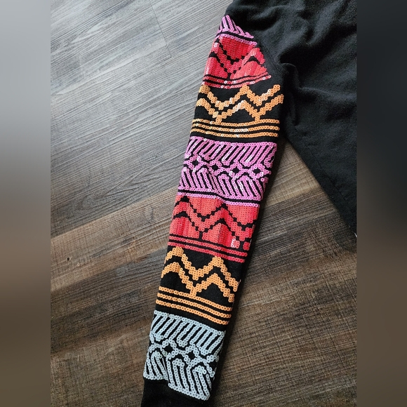 PINK Victoria's Secret black sequin Aztec hoodie zip up - Picture 3 of 6